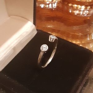 925 Sterling Open Ring w/channel set CZ sides ADJUSTABLE